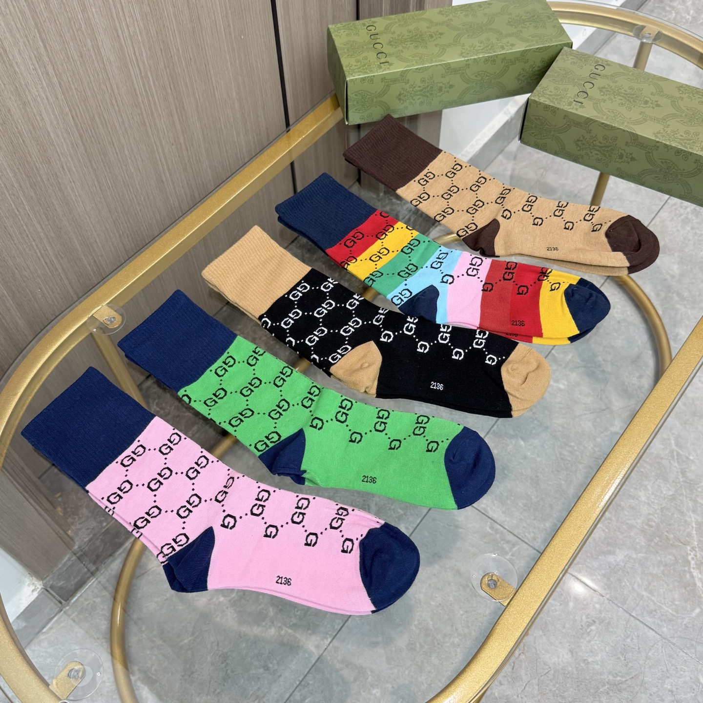 配包装【一盒五双】Gucci · 古奇❗️网红爆款出货~G家新品专柜对版袜子❗️纯棉材质织造，超级柔软舒