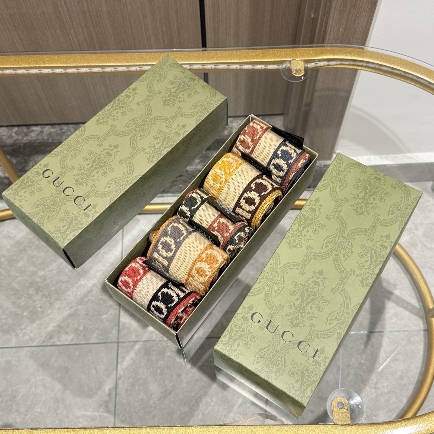 配包装【一盒五双】GUCCI · 古奇❗️小香家新品高筒双针双路袜子❗️专柜同步长袜，超级经典的G家标志