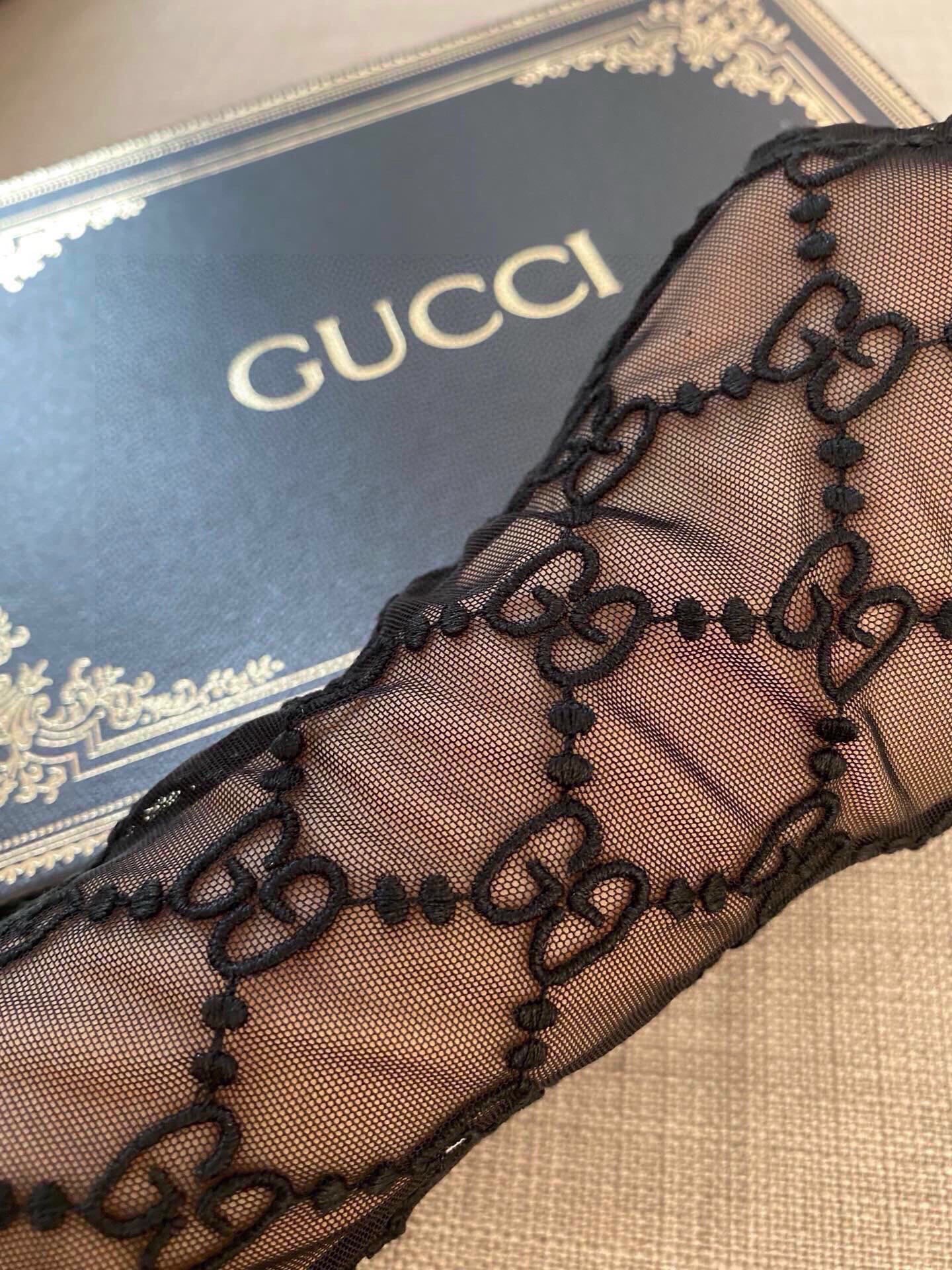 配包装【一盒一对】原版加长款🔥GUCCI 古奇 爆款 🔥官网同款原版高档GG刺绣字母蕾丝网纱手套🎉🔒🔒光