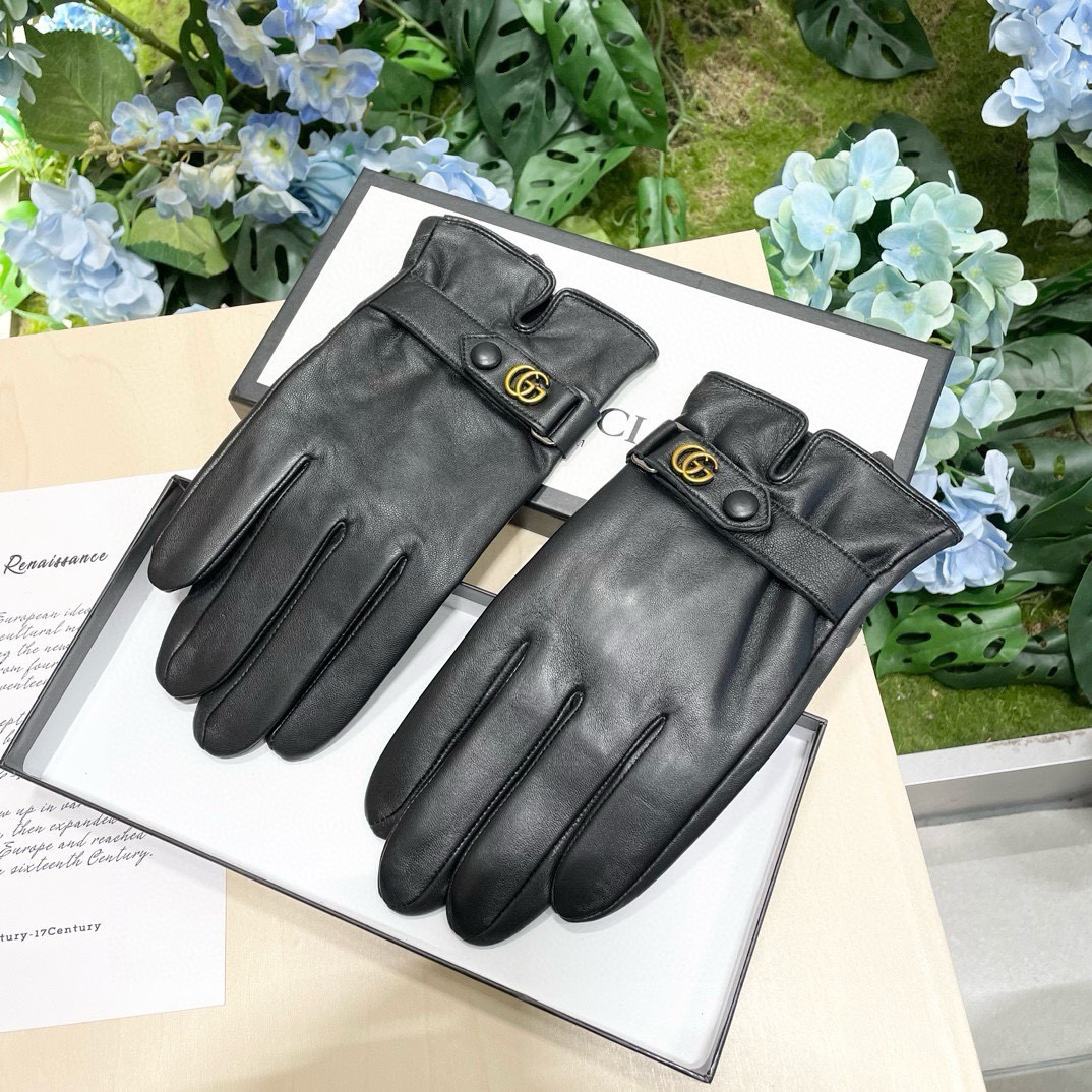 配包装🔥男款✨新款独家首发‼触屏手套 古奇（原单品质）官网同步男士新款高档羊皮手套🎉🎉男神集美们首选 必