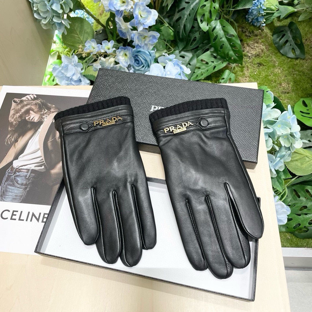 配包装🔥男款✨新款独家首发‼触屏手套 男士手套普拉达男款【原单品质】官网同步男士新款高档羊皮手套🎉🎉不可
