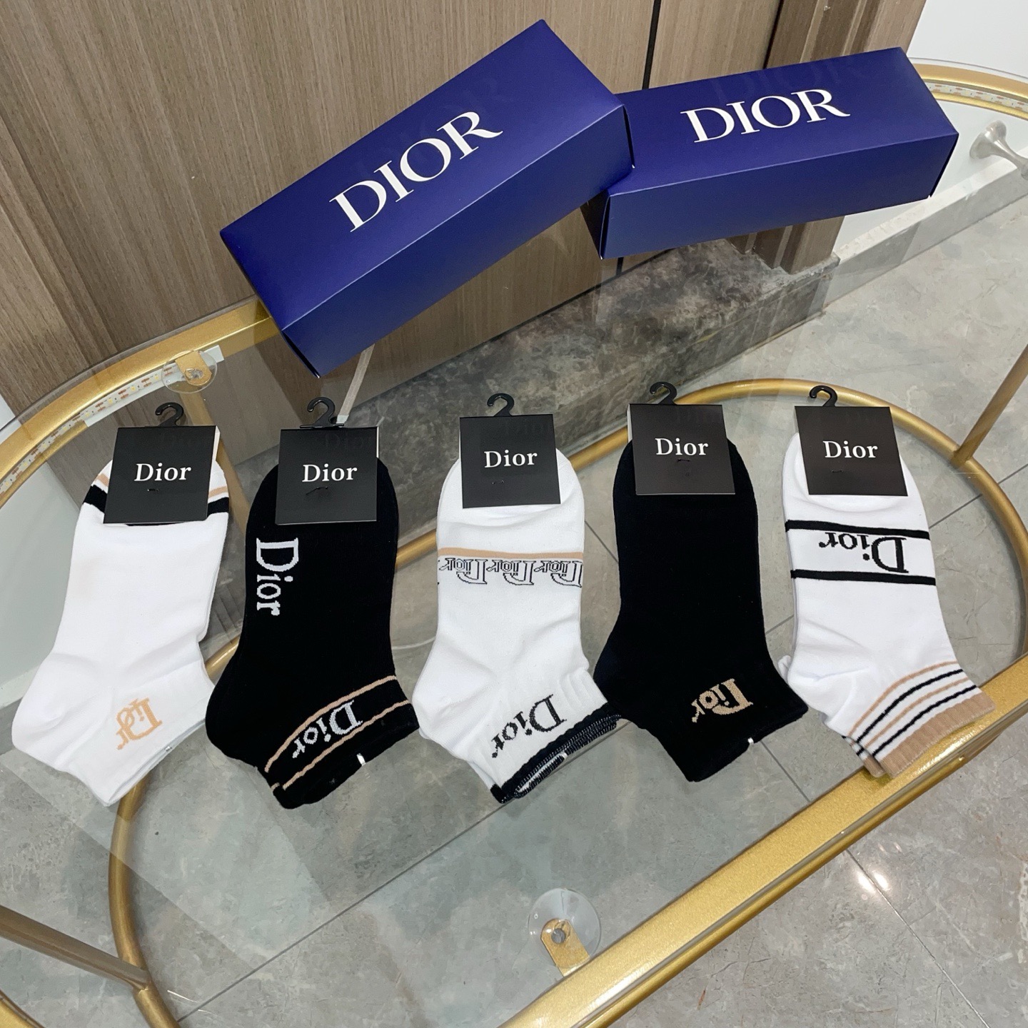 配包装【一盒五双】DIOR 迪奥ins超火爆小单品，Vintage 必备单品 短款🌟潮人必备 爆款，复古