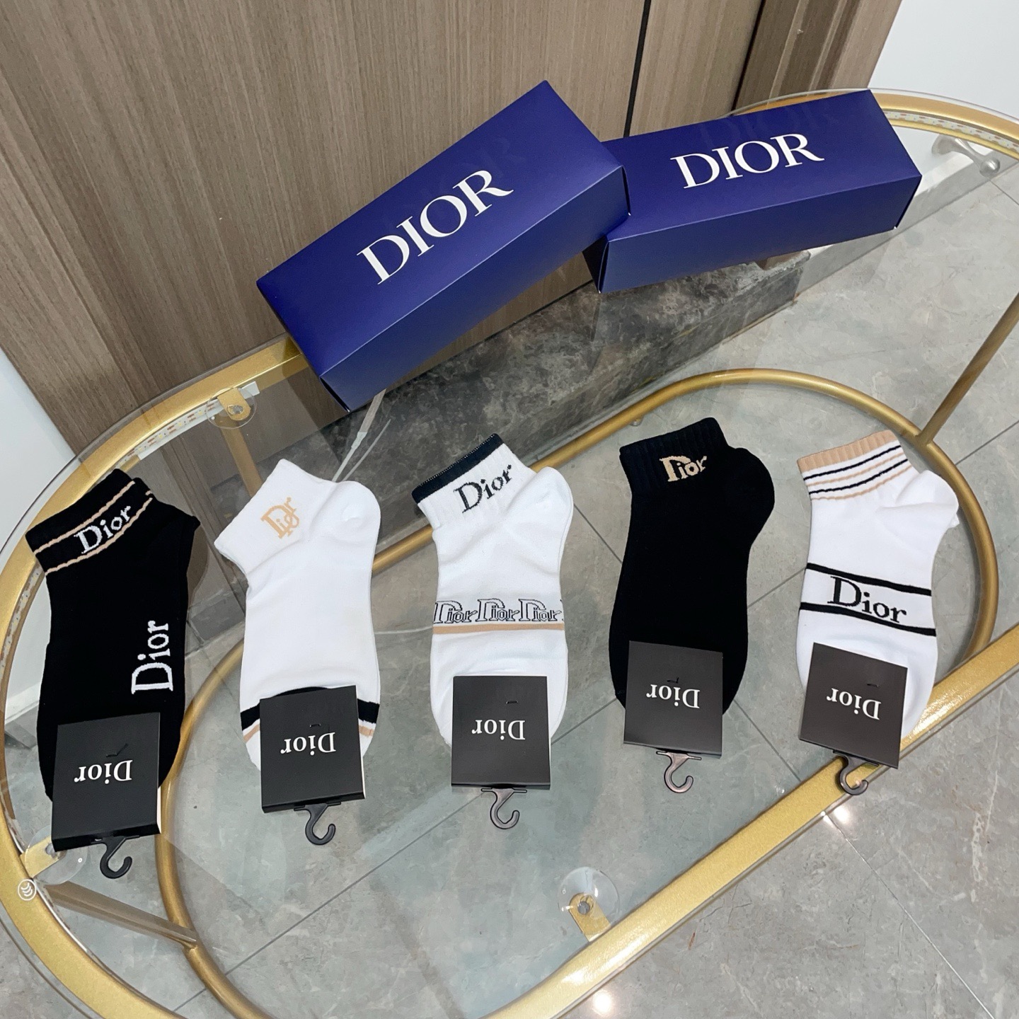 配包装【一盒五双】DIOR 迪奥ins超火爆小单品，Vintage 必备单品 短款🌟潮人必备 爆款，复古