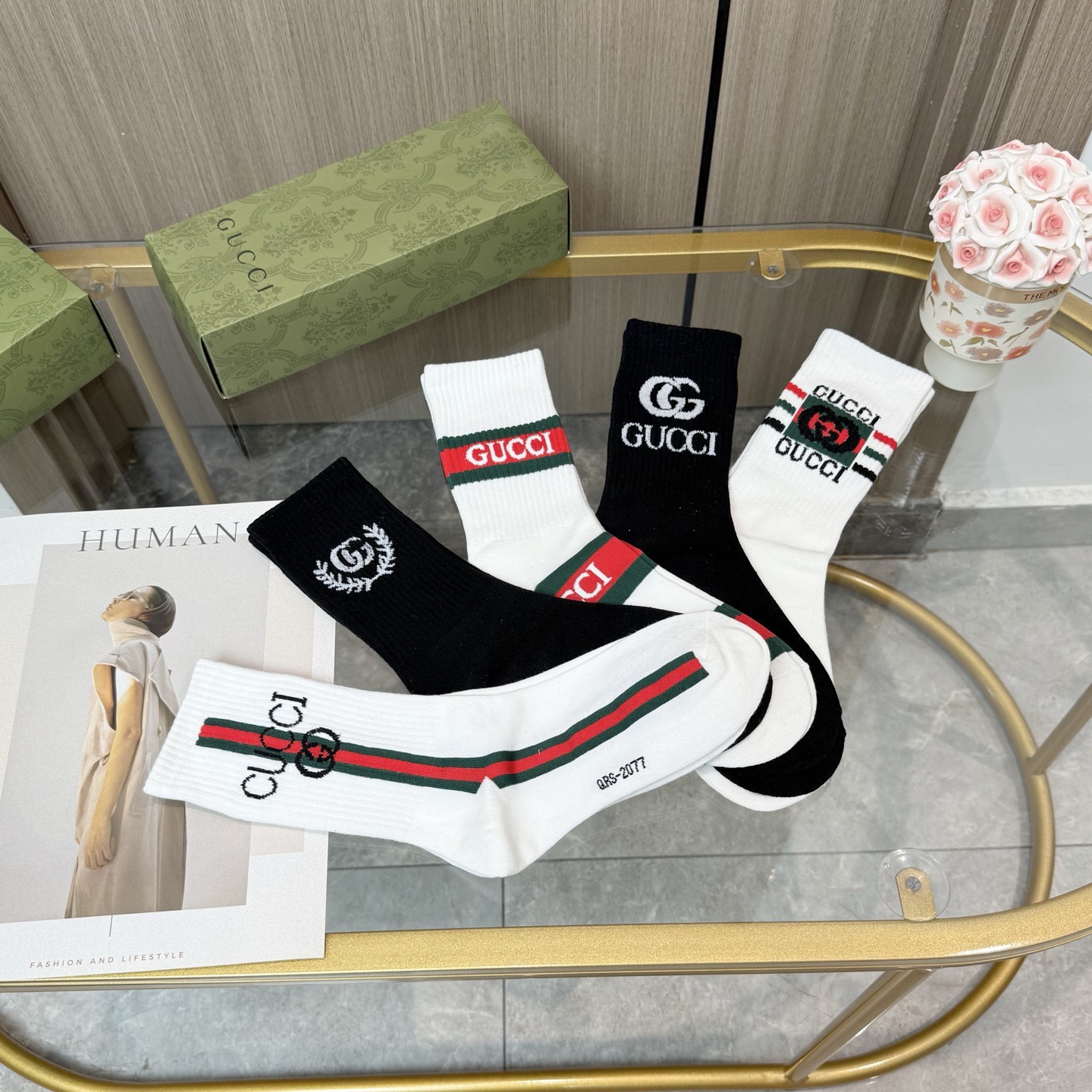 配包装【一盒五双】Gucci · 古奇❗️网红爆款出货~G家新品体香袜专柜对版字母袜子❗️纯棉材质织造，