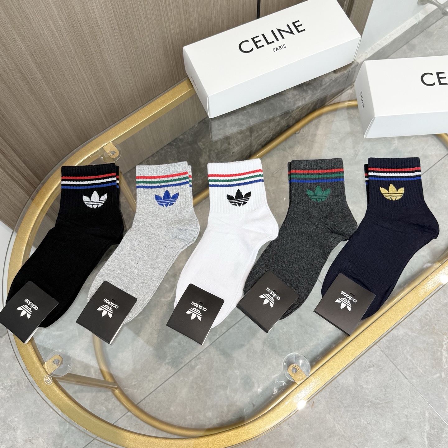 配包装【一盒五双】🌟adidas阿迪达斯🌟高版本 ～好看到爆炸 欧美大牌男款中筒袜🔥🌟潮人必不能少的专柜