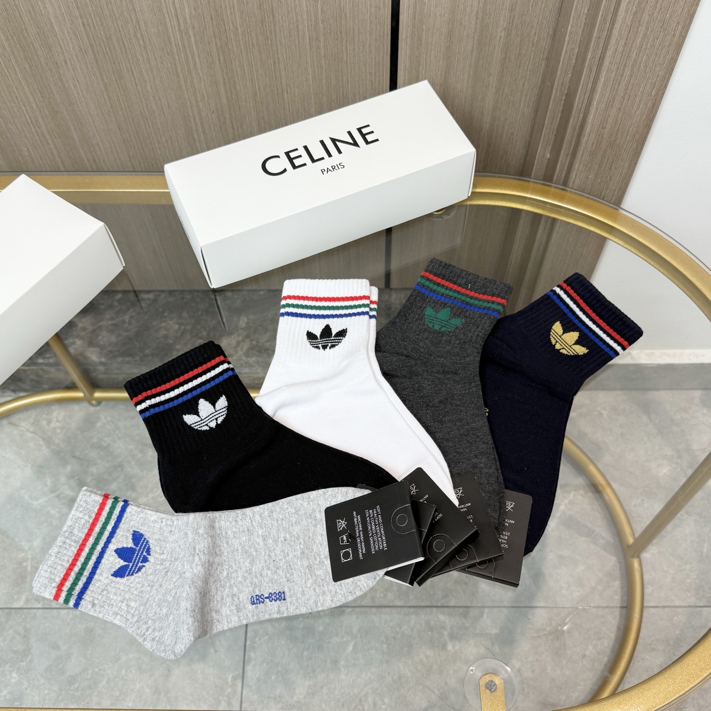 配包装【一盒五双】🌟adidas阿迪达斯🌟高版本 ～好看到爆炸 欧美大牌男款中筒袜🔥🌟潮人必不能少的专柜