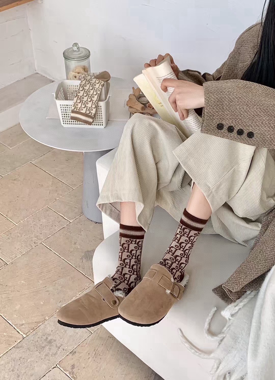 配包装【一盒四双】DIOR迪奥高版本 ～好看到爆炸CD 袜子🔥羊绒袜，超软糯🔥🔥潮人必不能少的CD专柜代