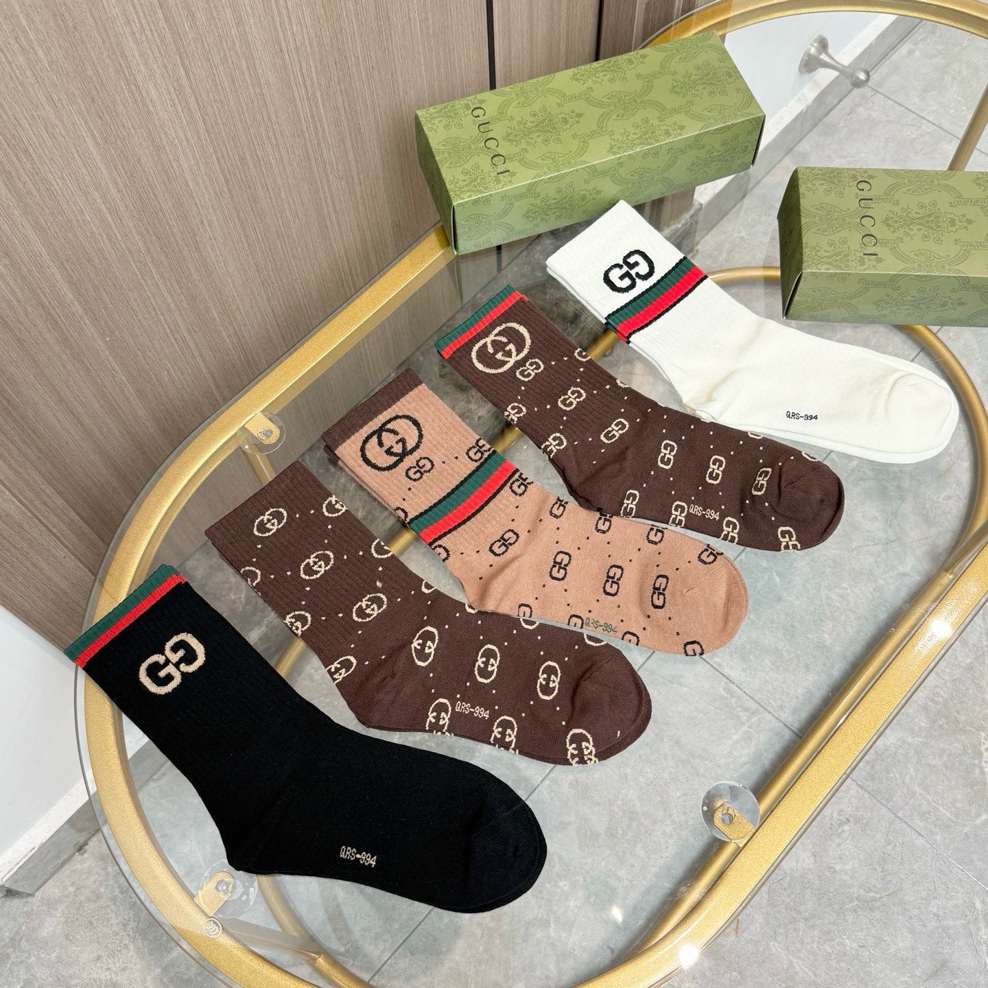 配包装【一盒五双】Gucci · 古奇❗️网红爆款出货~G家新品体香袜专柜对版字母袜子❗️纯棉材质织造，