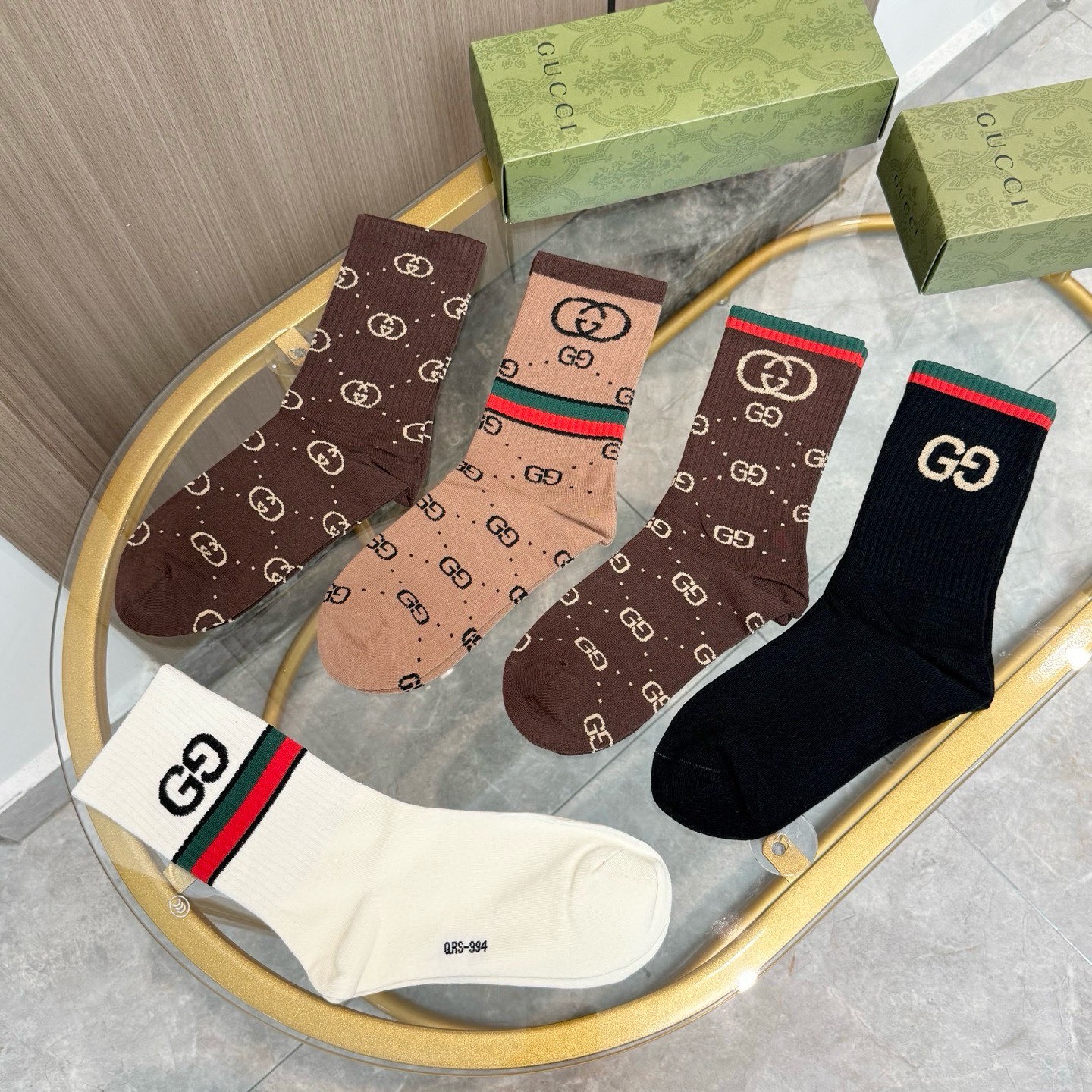 配包装【一盒五双】Gucci · 古奇❗️网红爆款出货~G家新品体香袜专柜对版字母袜子❗️纯棉材质织造，