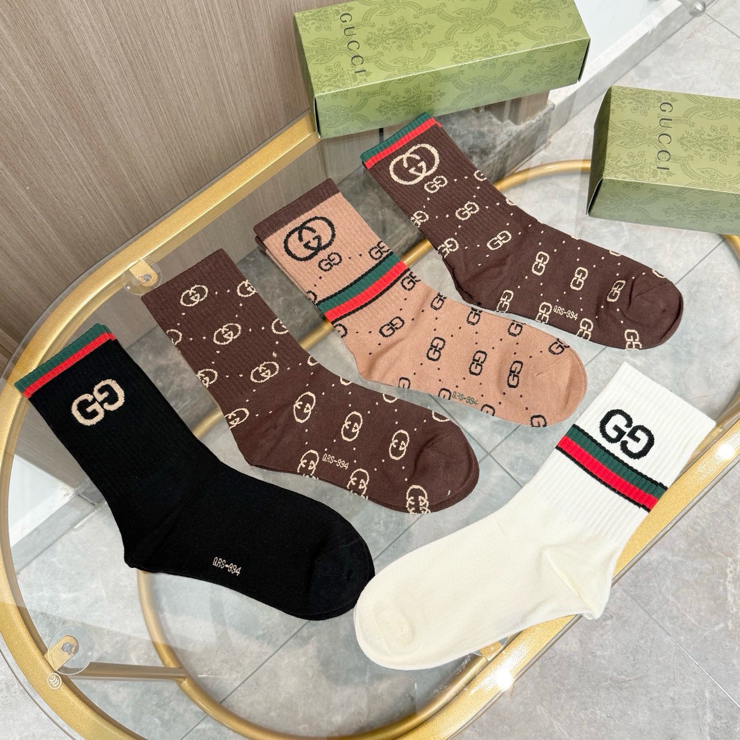 配包装【一盒五双】Gucci · 古奇❗️网红爆款出货~G家新品体香袜专柜对版字母袜子❗️纯棉材质织造，