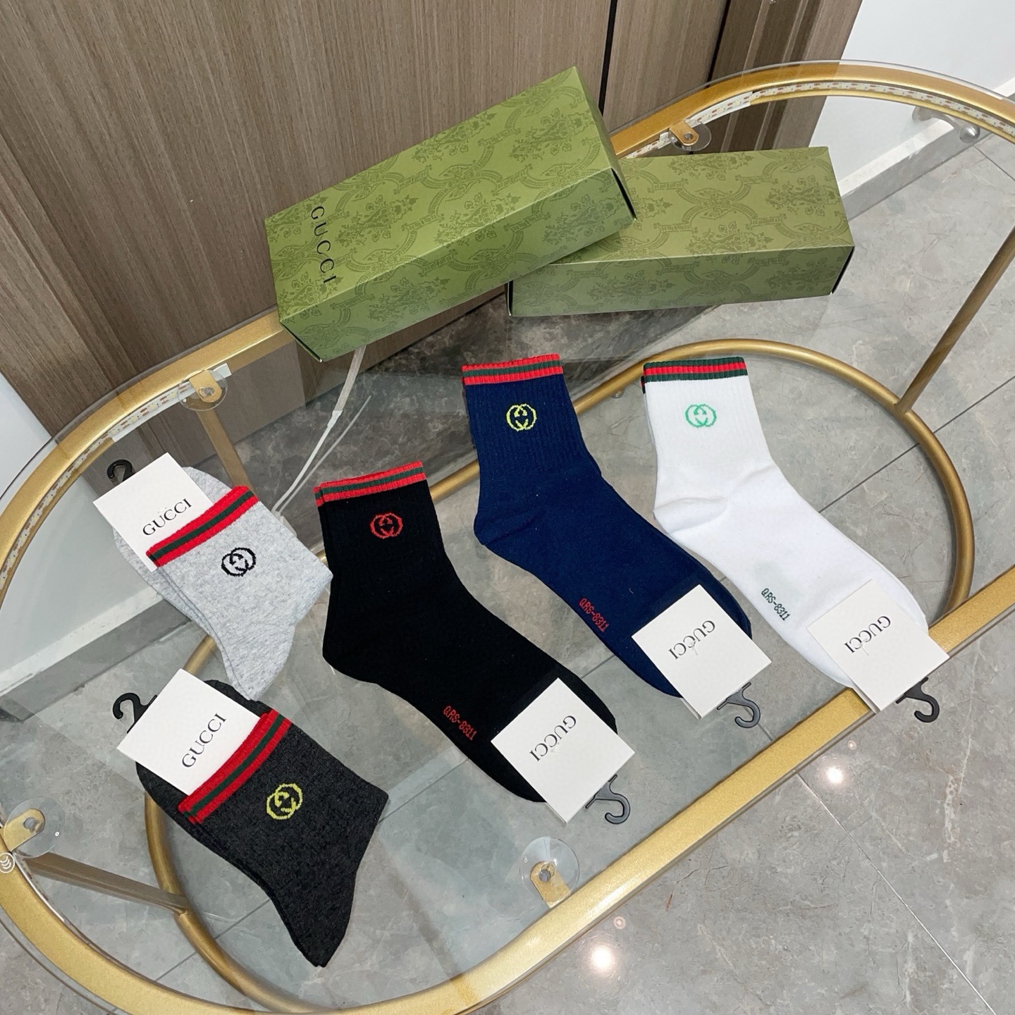 配包装【一盒五双】🌟Gucci 古奇 好看到爆炸欧美大牌中筒袜🔥🌟潮人必不能少的专柜代购品质 中筒袜子 