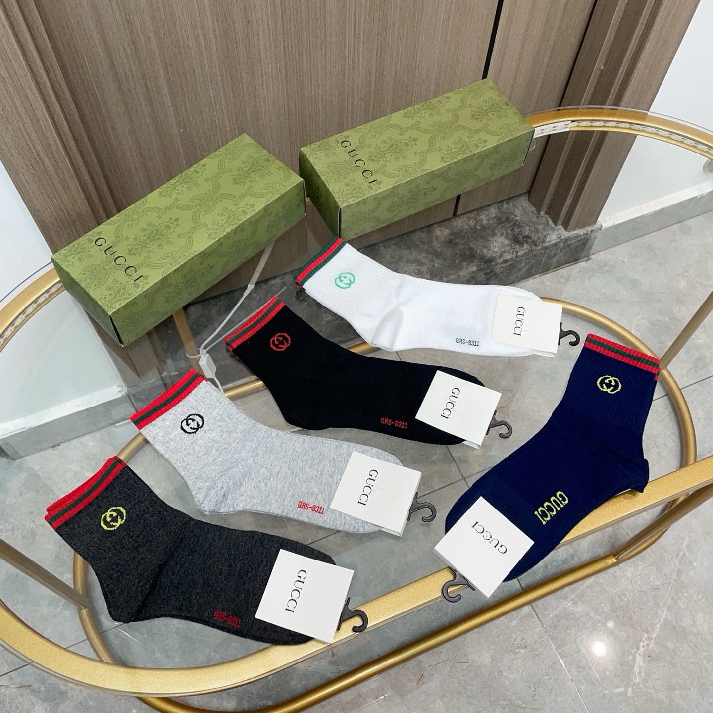 配包装【一盒五双】🌟Gucci 古奇 好看到爆炸欧美大牌中筒袜🔥🌟潮人必不能少的专柜代购品质 中筒袜子 