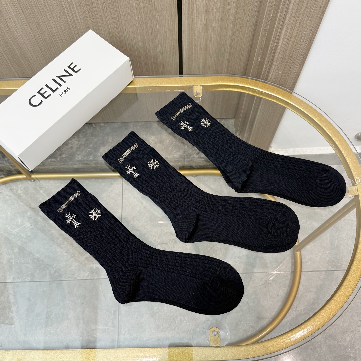 配包装【一盒三双】🌟克罗心 爆款高筒袜🌟高版本 ～好看到爆炸 欧美大牌高筒袜🔥🌟潮人必不能少的专柜代购品