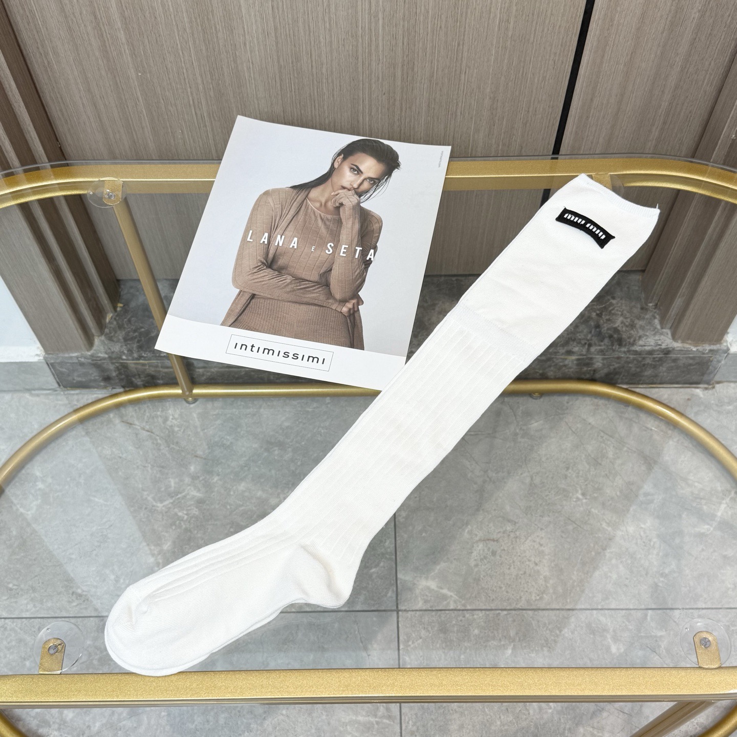 配包装【一盒一双】MIUMIU · 缪缪❗️超级爆款网红袜子❗️缪家官网同步字母过膝小腿袜，ins明星网