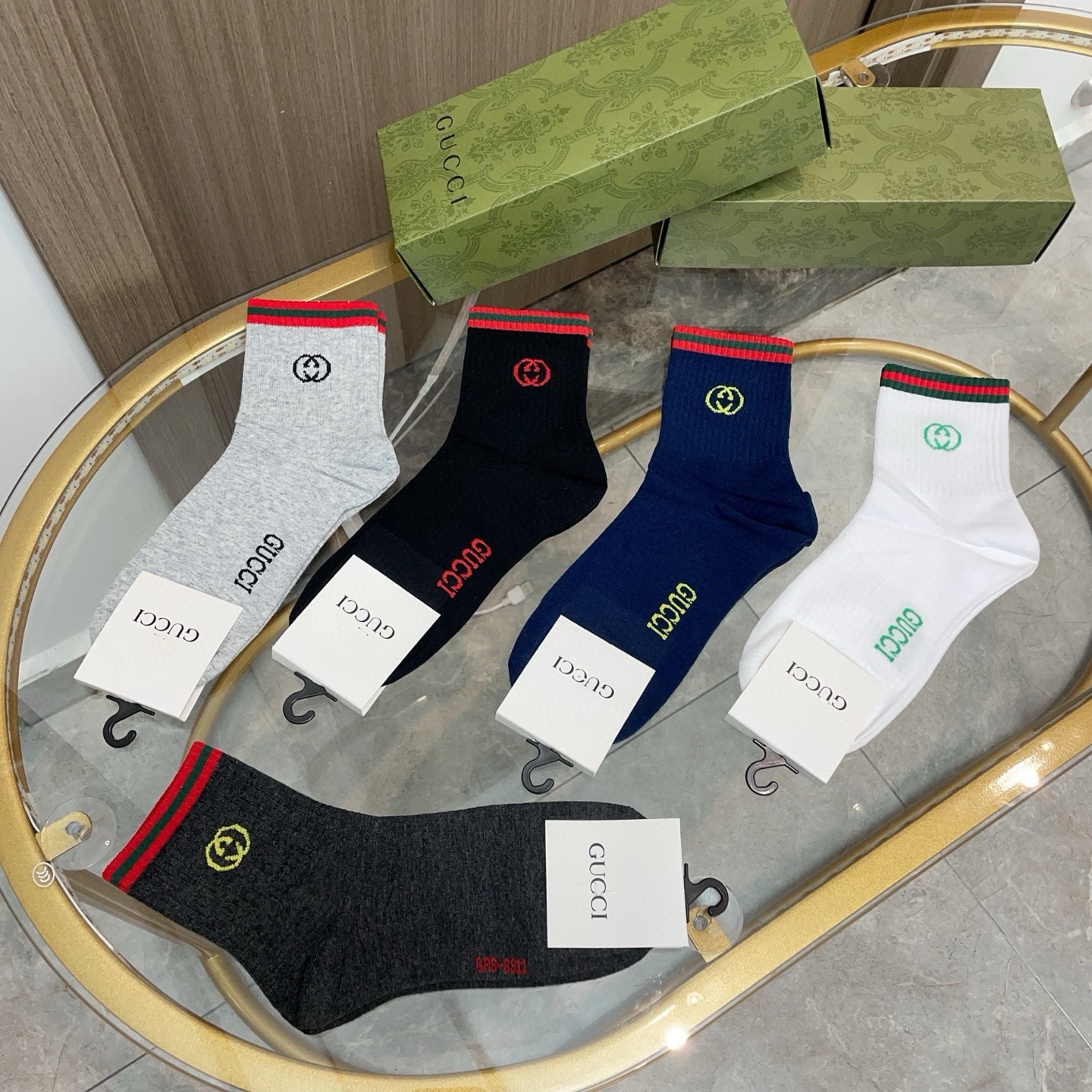 配包装【一盒五双】🌟Gucci 古奇 好看到爆炸欧美大牌中筒袜🔥🌟潮人必不能少的专柜代购品质 中筒袜子 