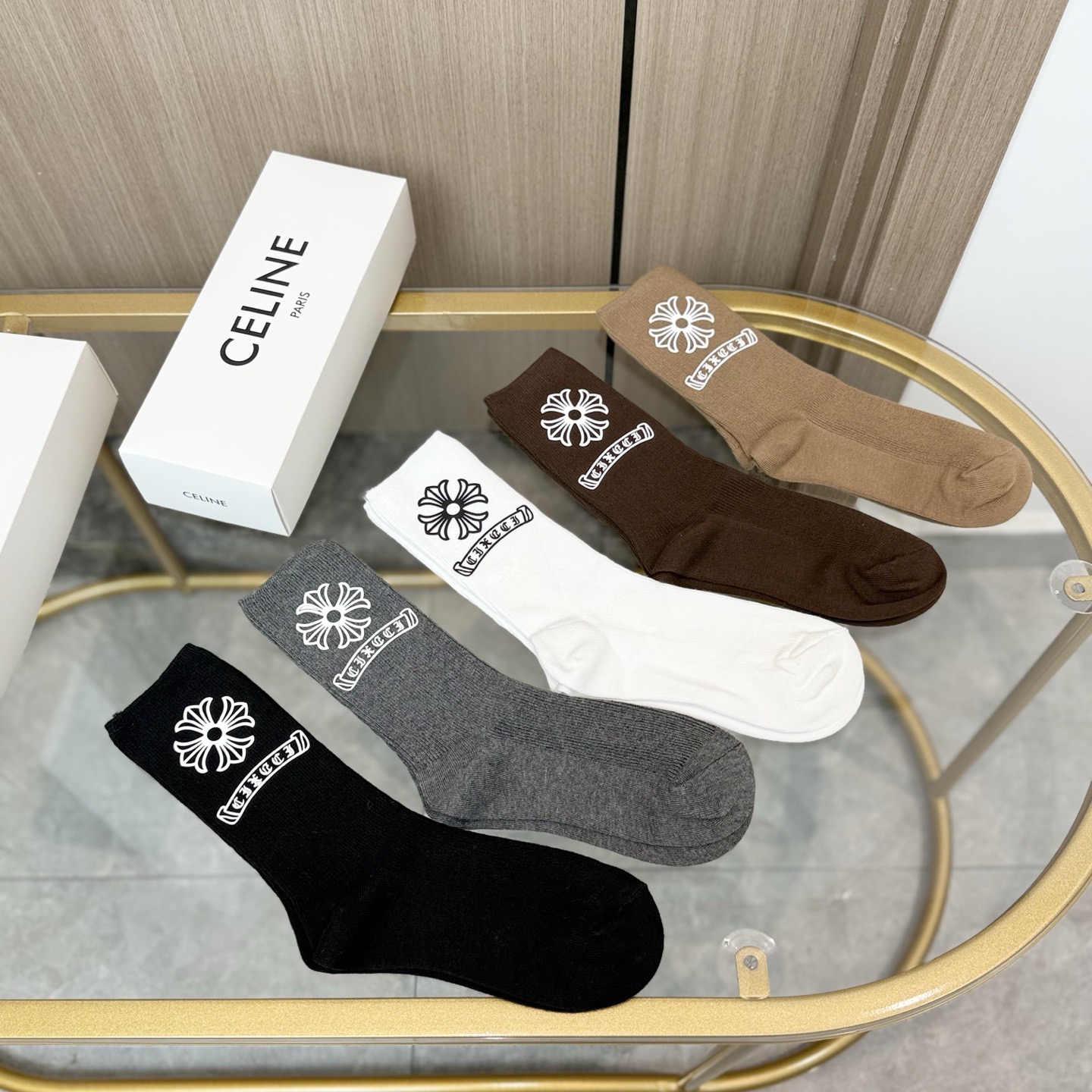 配包装【一盒五双】🌟克罗心 爆款高筒袜🌟高版本 ～好看到爆炸 欧美大牌高筒袜🔥🌟潮人必不能少的专柜代购品