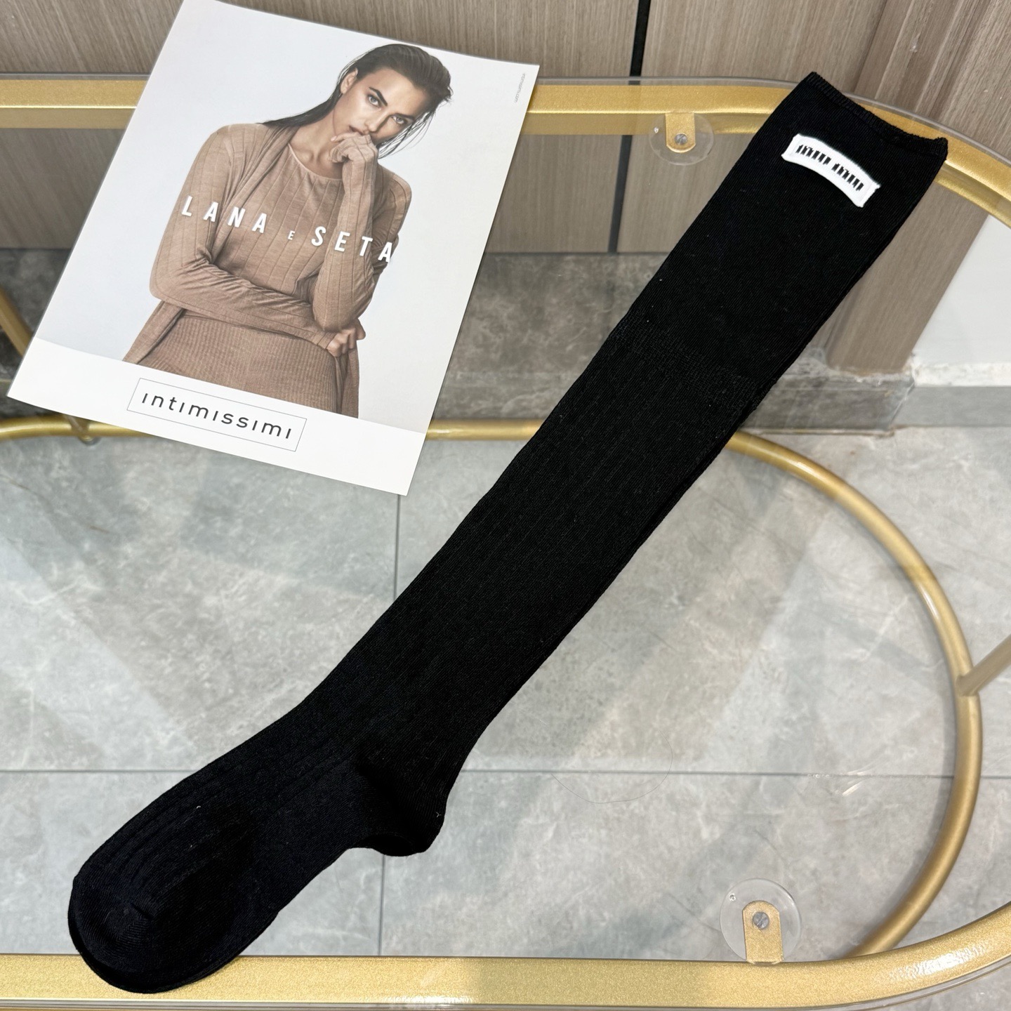 配包装【一盒一双】MIUMIU · 缪缪❗️超级爆款网红袜子❗️缪家官网同步字母过膝小腿袜，ins明星网