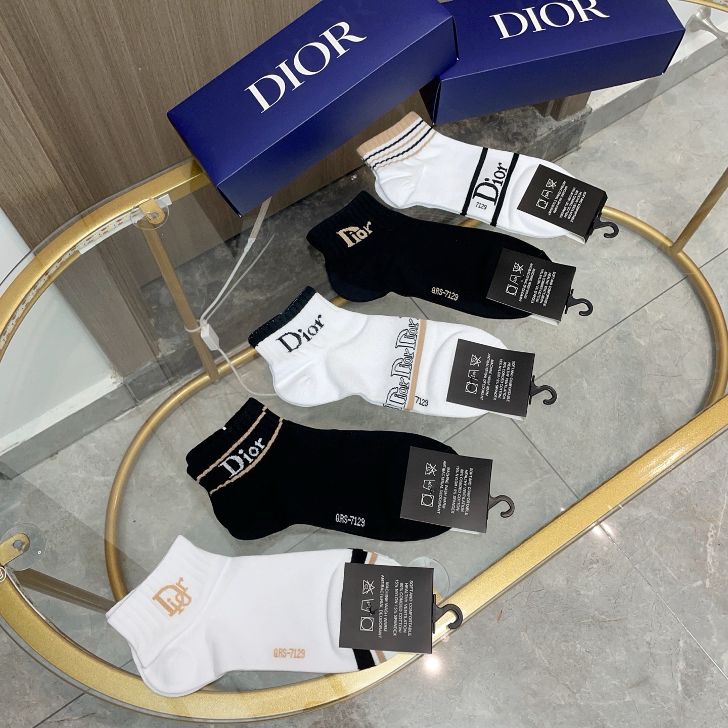 配包装【一盒五双】DIOR 迪奥ins超火爆小单品，Vintage 必备单品 短款🌟潮人必备 爆款，复古