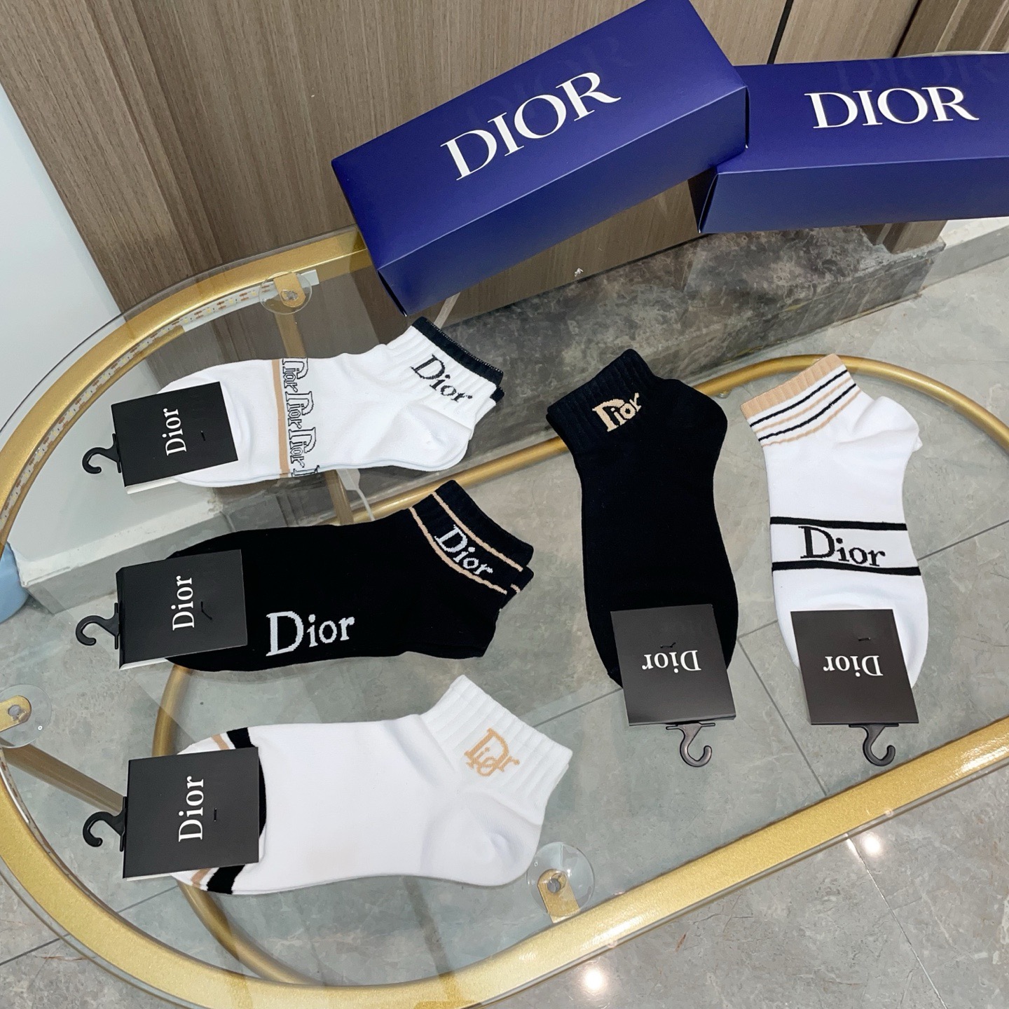 配包装【一盒五双】DIOR 迪奥ins超火爆小单品，Vintage 必备单品 短款🌟潮人必备 爆款，复古