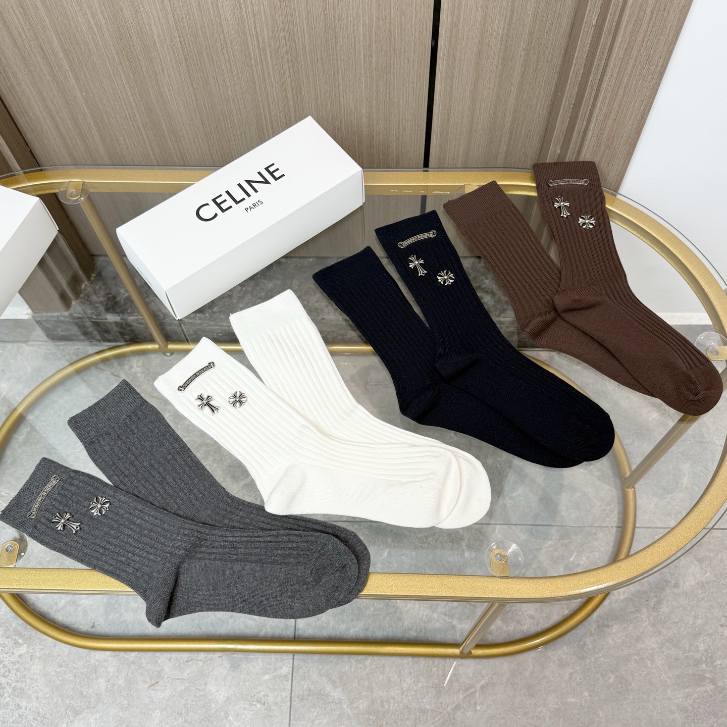 配包装【一盒四双】🌟克罗心 爆款高筒袜🌟高版本 ～好看到爆炸 欧美大牌高筒袜🔥🌟潮人必不能少的专柜代购品