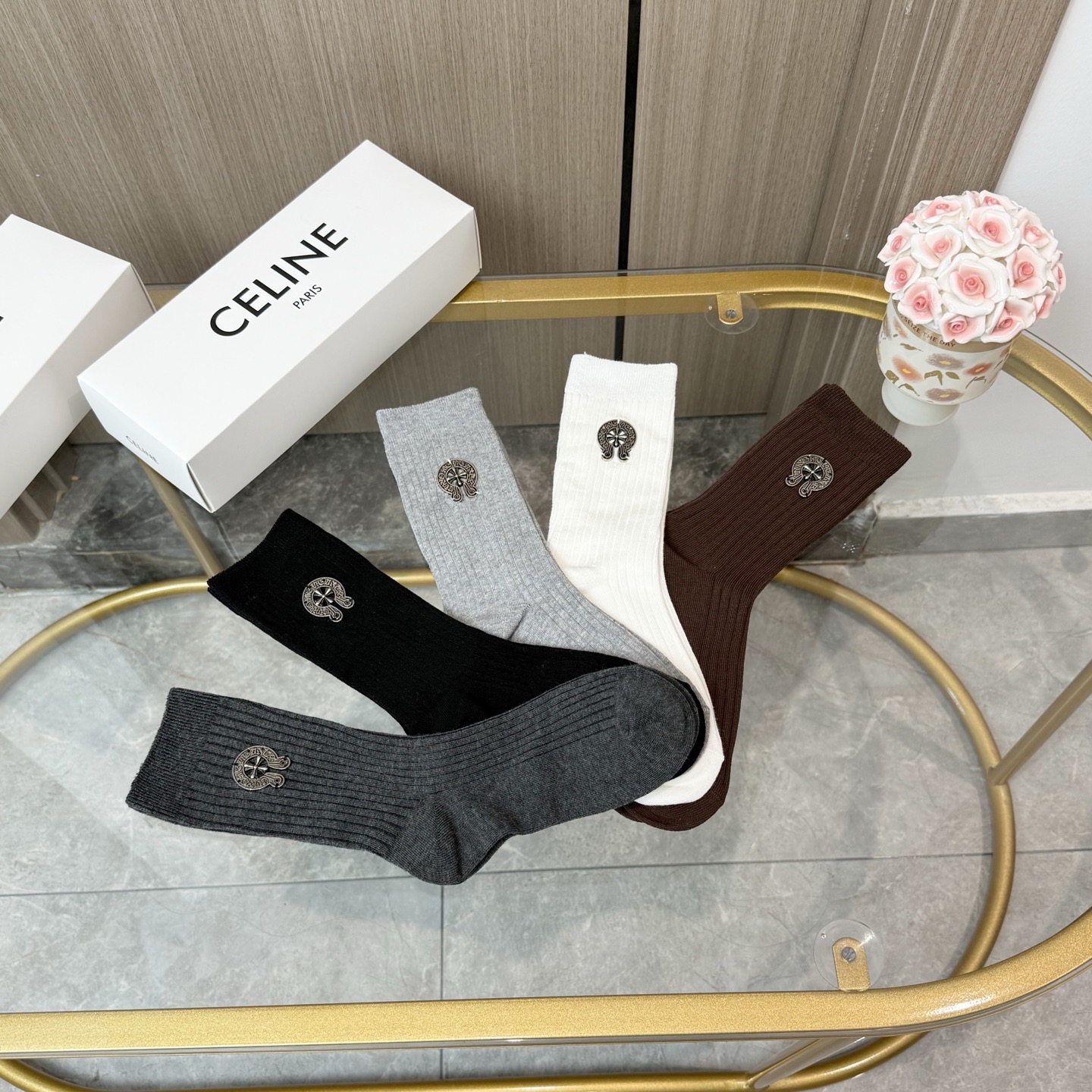 配包装【一盒五双】🌟克罗心 爆款高筒袜🌟高版本 ～好看到爆炸 欧美大牌高筒袜🔥🌟潮人必不能少的专柜代购品