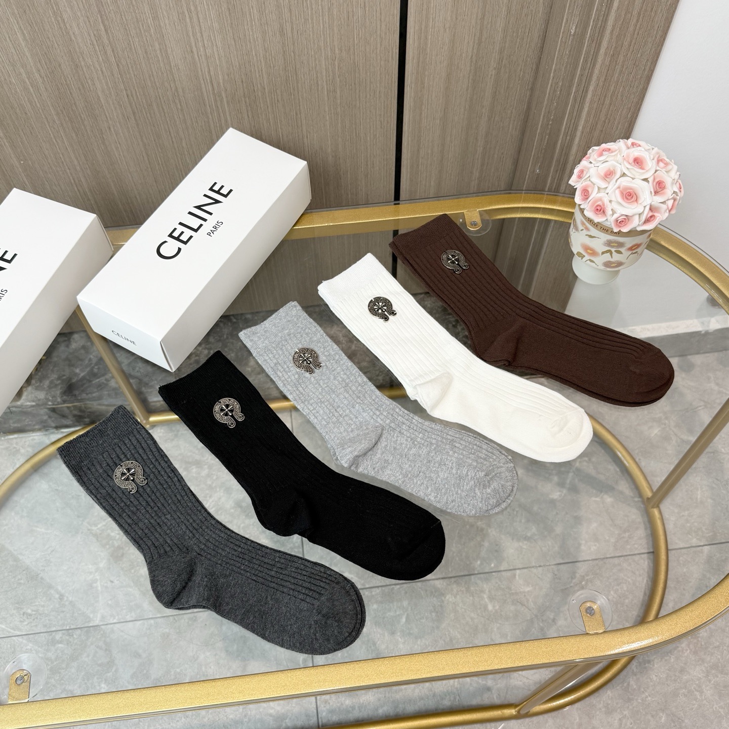 配包装【一盒五双】🌟克罗心 爆款高筒袜🌟高版本 ～好看到爆炸 欧美大牌高筒袜🔥🌟潮人必不能少的专柜代购品