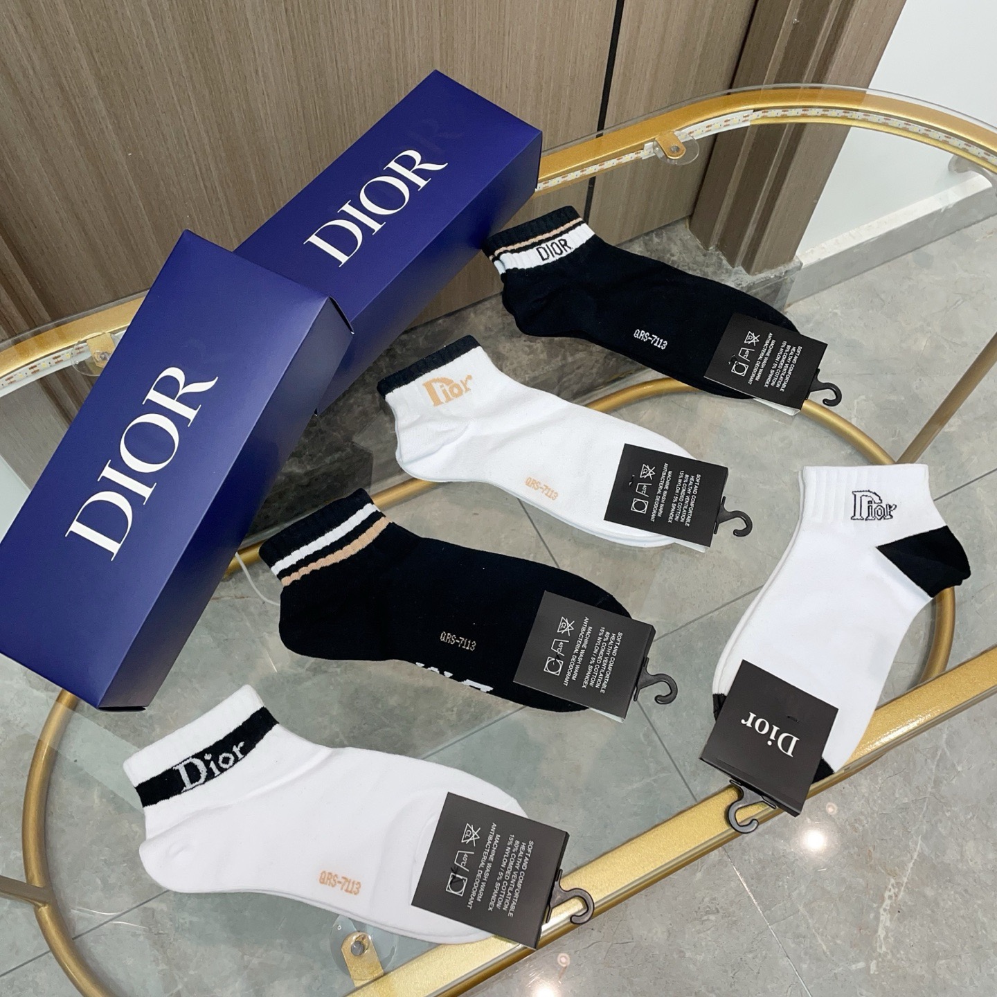 配包装【一盒五双】DIOR 迪奥ins超火爆小单品，Vintage 必备单品 短款🌟潮人必备 爆款，复古