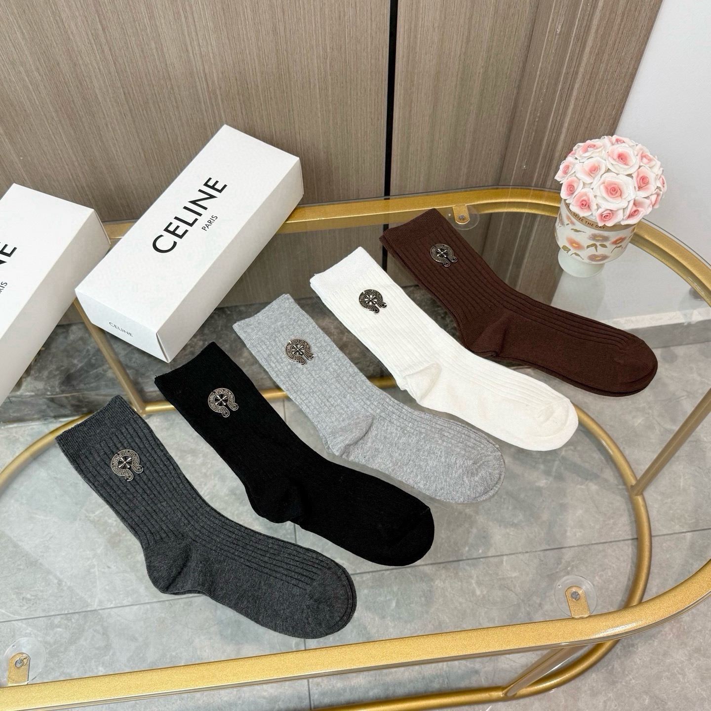 配包装【一盒五双】🌟克罗心 爆款高筒袜🌟高版本 ～好看到爆炸 欧美大牌高筒袜🔥🌟潮人必不能少的专柜代购品