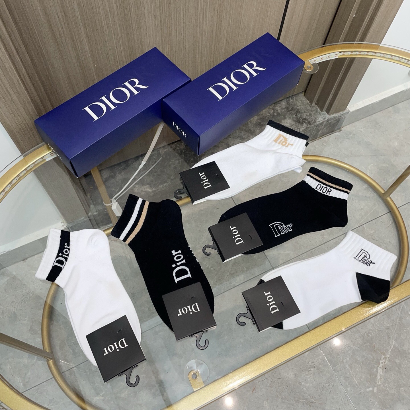 配包装【一盒五双】DIOR 迪奥ins超火爆小单品，Vintage 必备单品 短款🌟潮人必备 爆款，复古