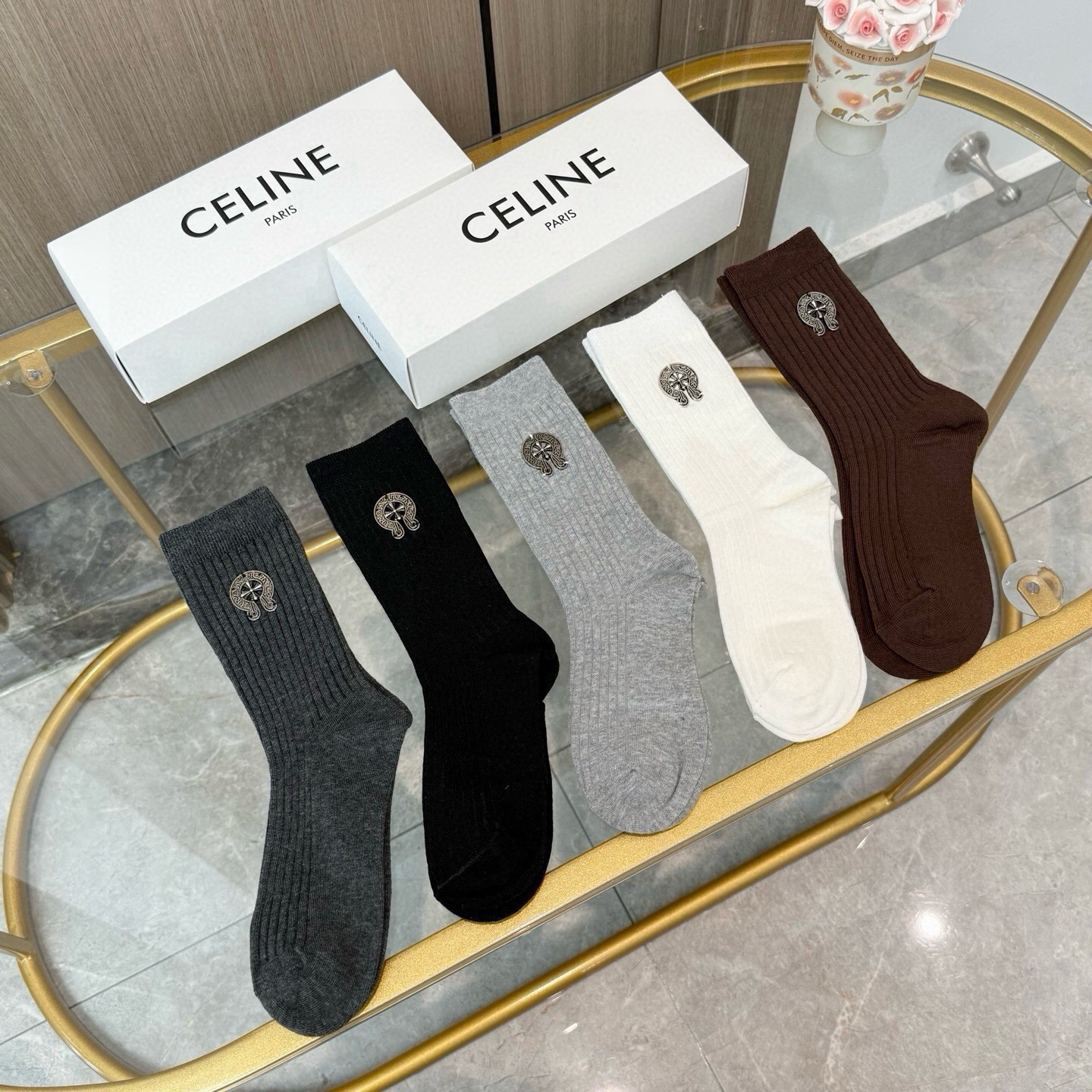 配包装【一盒五双】🌟克罗心 爆款高筒袜🌟高版本 ～好看到爆炸 欧美大牌高筒袜🔥🌟潮人必不能少的专柜代购品