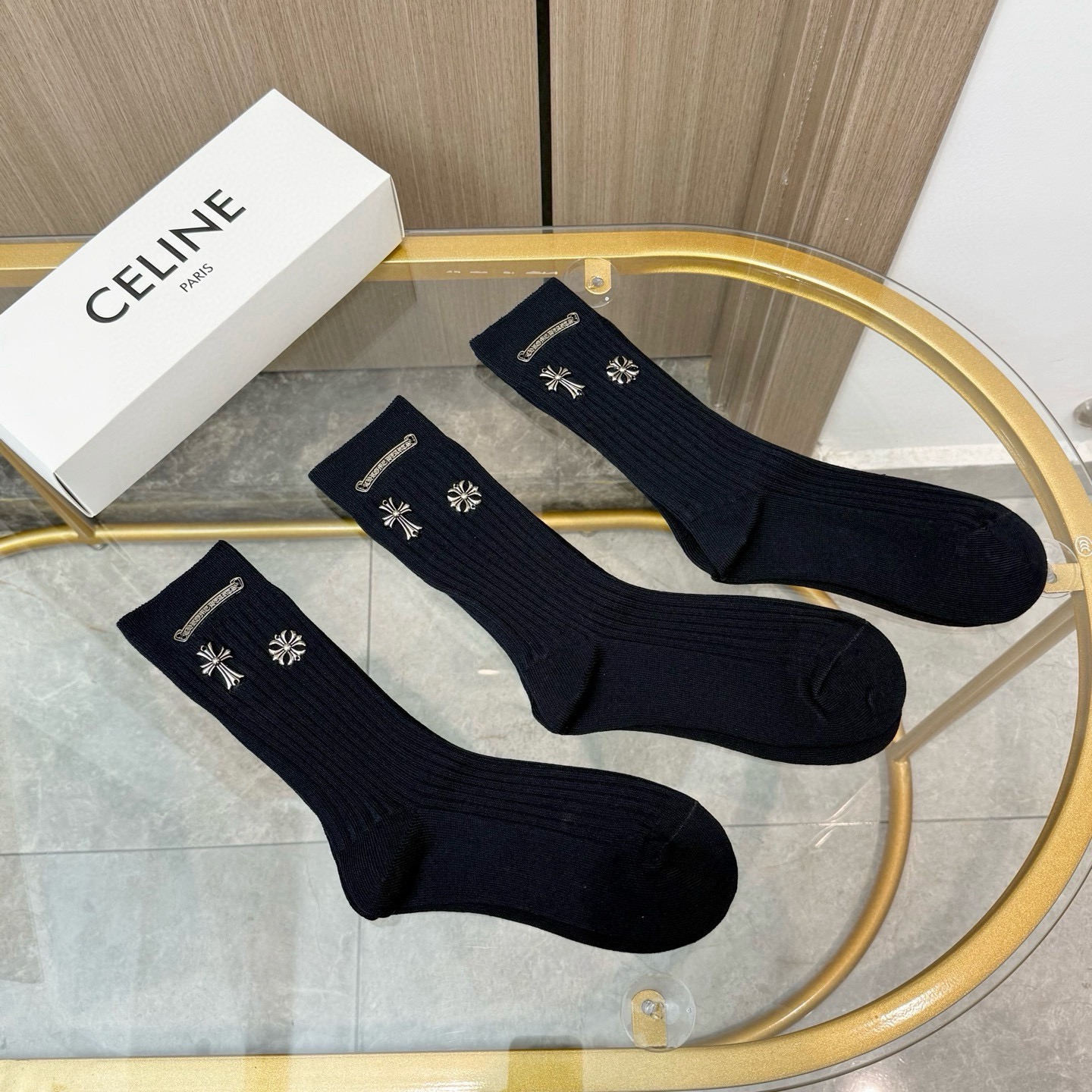 配包装【一盒三双】🌟克罗心 爆款高筒袜🌟高版本 ～好看到爆炸 欧美大牌高筒袜🔥🌟潮人必不能少的专柜代购品