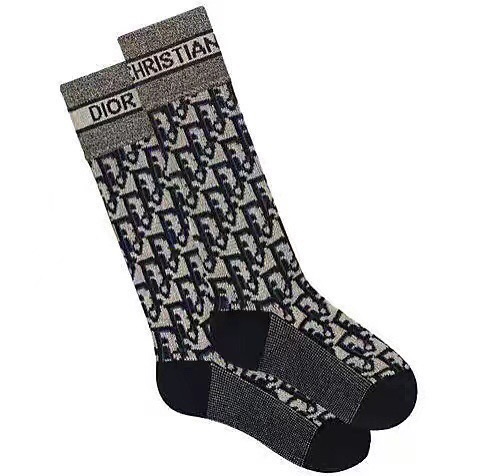 配包装【一盒一双】Dior · 迪奥❗️超级爆款网红袜子❗️D家官网同步提花字母小腿袜，ins明星网红推