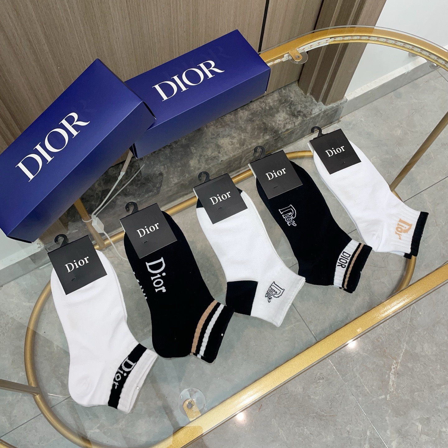 配包装【一盒五双】DIOR 迪奥ins超火爆小单品，Vintage 必备单品 短款🌟潮人必备 爆款，复古