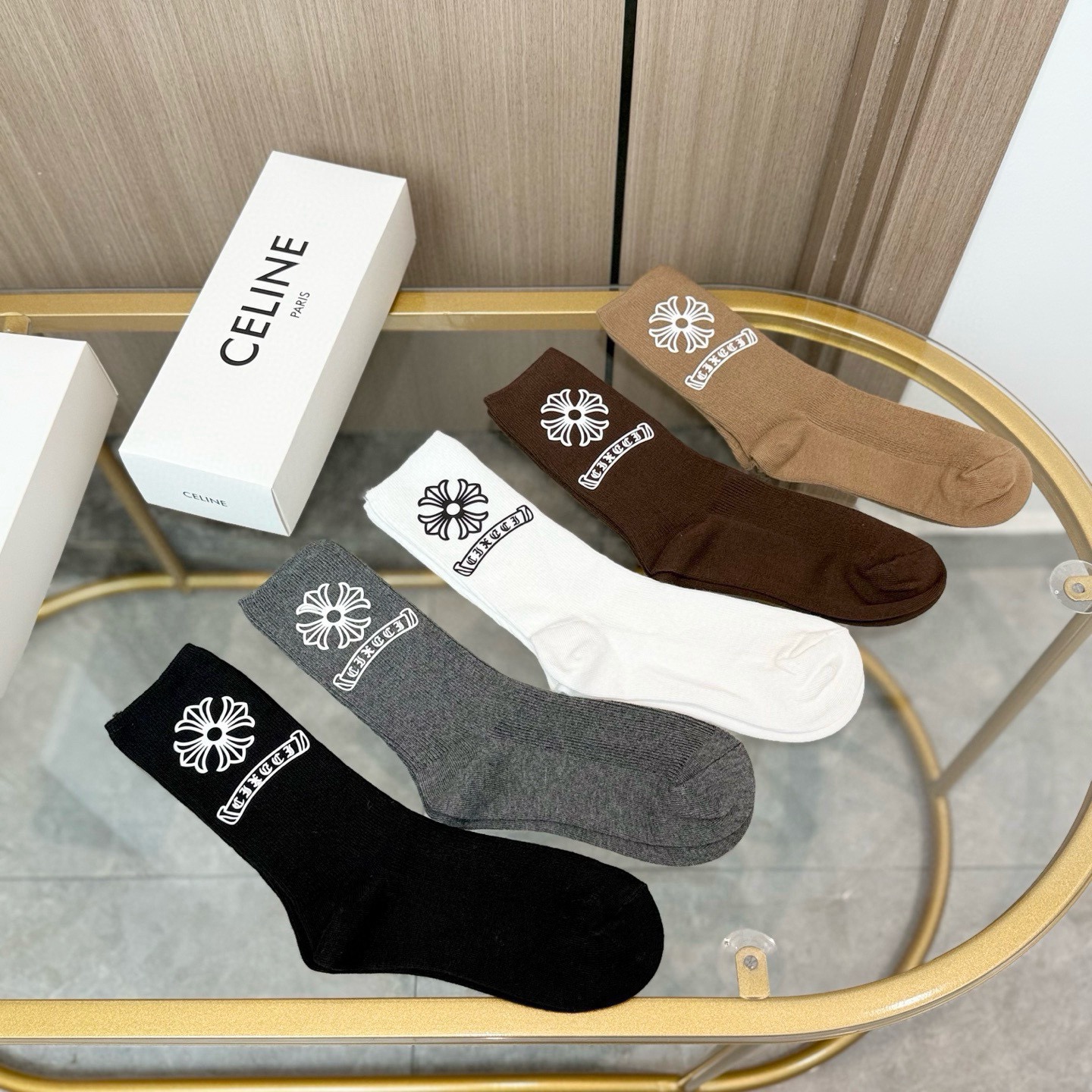 配包装【一盒五双】🌟克罗心 爆款高筒袜🌟高版本 ～好看到爆炸 欧美大牌高筒袜🔥🌟潮人必不能少的专柜代购品