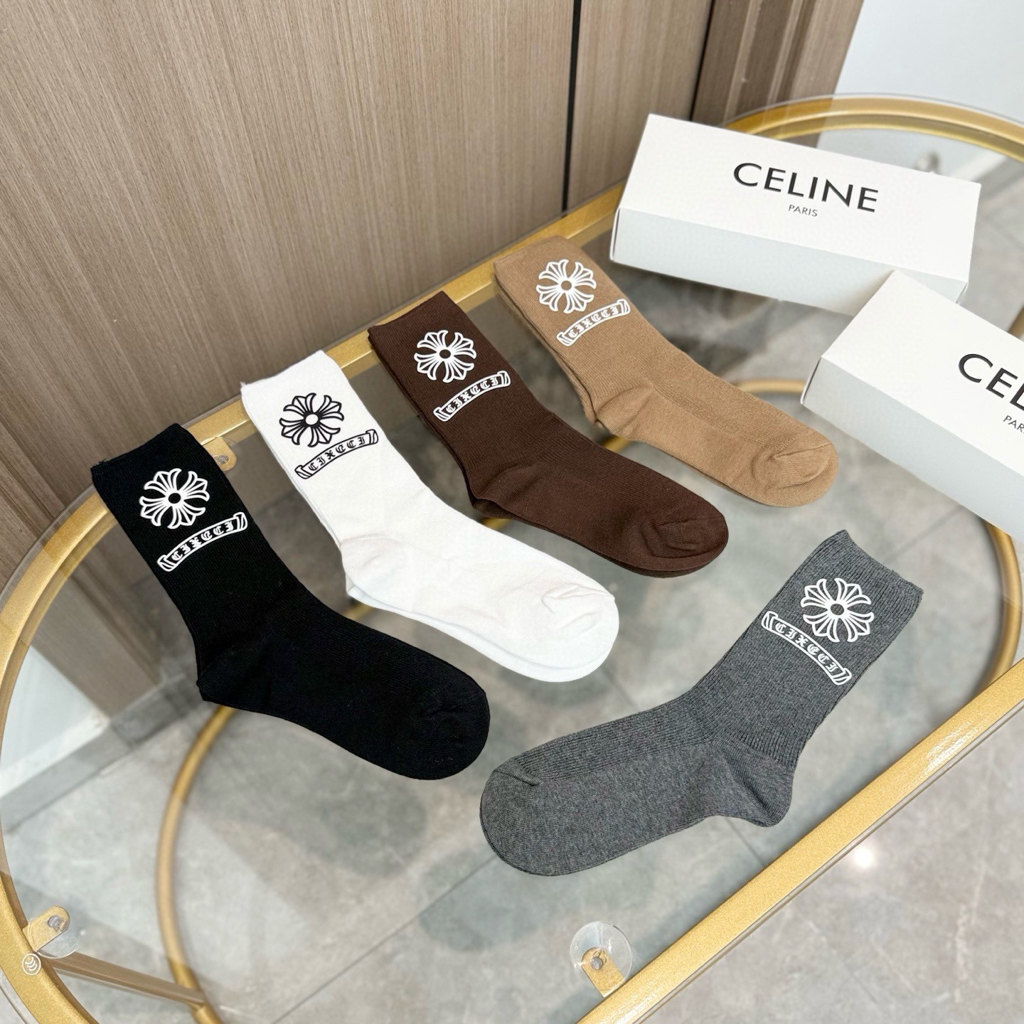 配包装【一盒五双】🌟克罗心 爆款高筒袜🌟高版本 ～好看到爆炸 欧美大牌高筒袜🔥🌟潮人必不能少的专柜代购品