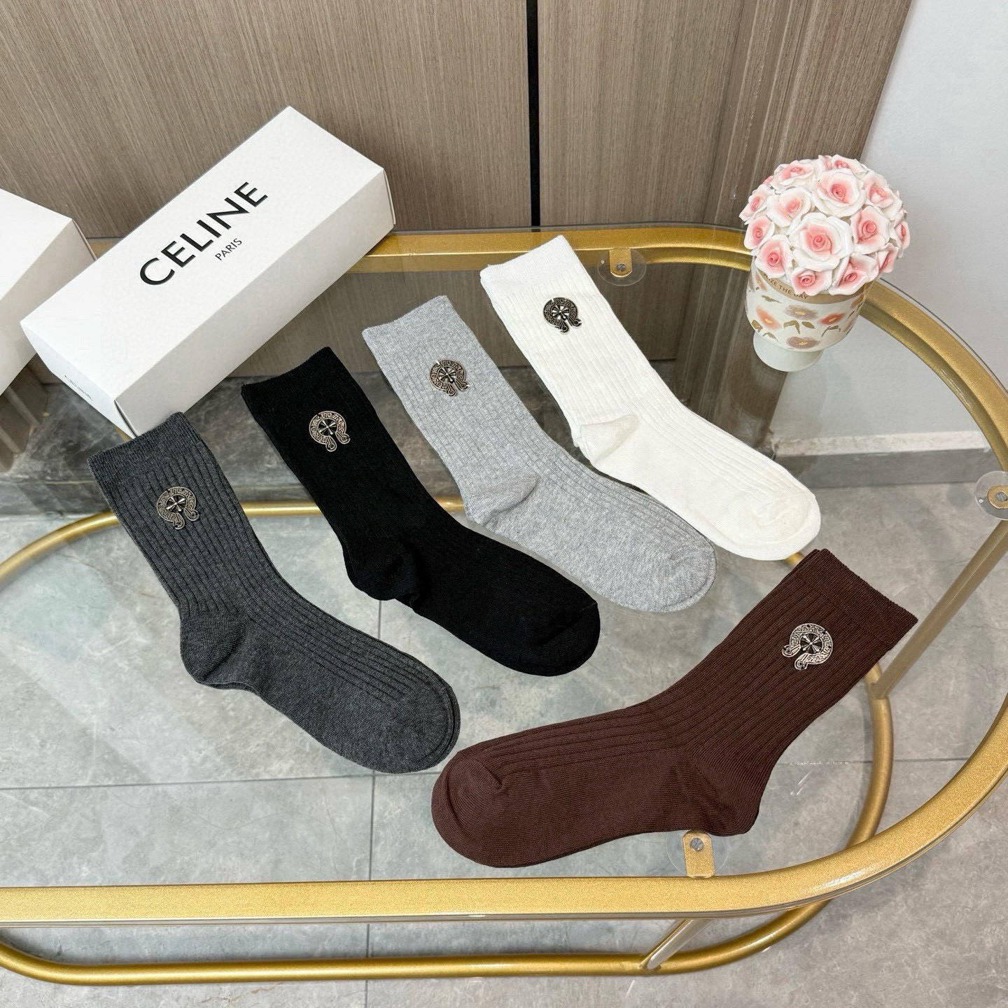 配包装【一盒五双】🌟克罗心 爆款高筒袜🌟高版本 ～好看到爆炸 欧美大牌高筒袜🔥🌟潮人必不能少的专柜代购品