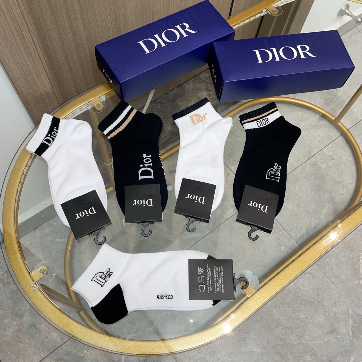 配包装【一盒五双】DIOR 迪奥ins超火爆小单品，Vintage 必备单品 短款🌟潮人必备 爆款，复古