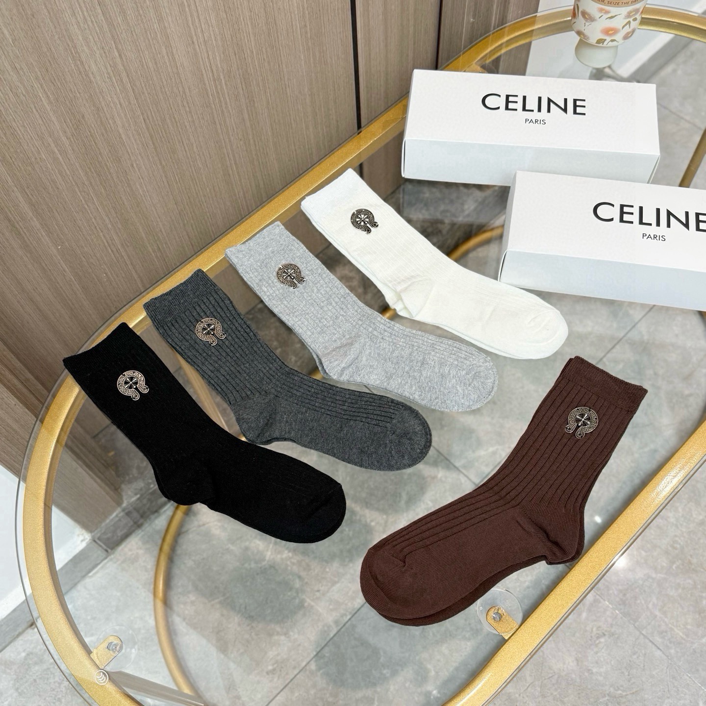 配包装【一盒五双】🌟克罗心 爆款高筒袜🌟高版本 ～好看到爆炸 欧美大牌高筒袜🔥🌟潮人必不能少的专柜代购品