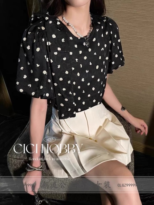 Elegant Women's Polka Dot Blouse with Bow-Tie Sleeves - Summer Fashion 1 Elegant Women's Polka Dot Blouse with Bow-Tie Sleeves - Summer Fashion