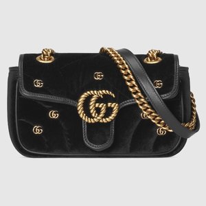 Gucci Marmont Crossbody & Shoulder Bags Best Replica New Style Black Gold Velvet Chains
