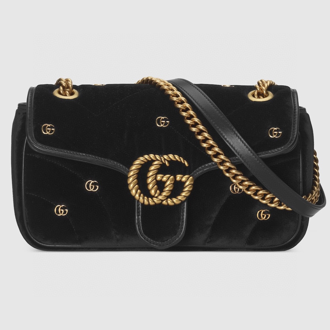 Gucci Marmont Designer
 Crossbody & Shoulder Bags Black Gold Velvet