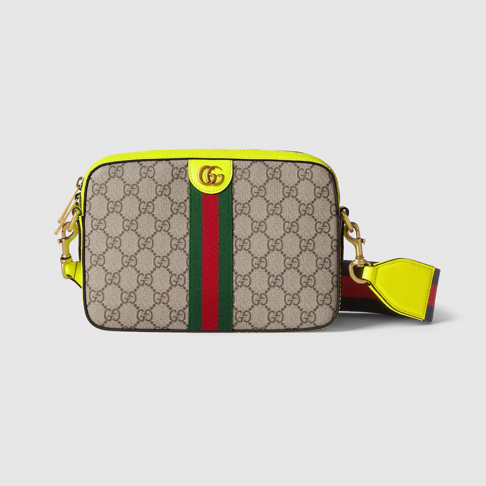 Gucci Ophidia Tassen Schoudertas Beige Blauw Goud Groen Oranje Rood Canvas Katoen GG Supreme