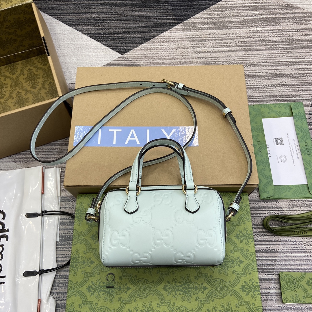 GUCCI GG міні-сумка з скуры светла-зялёнага колеру з ланцужком праз плячо