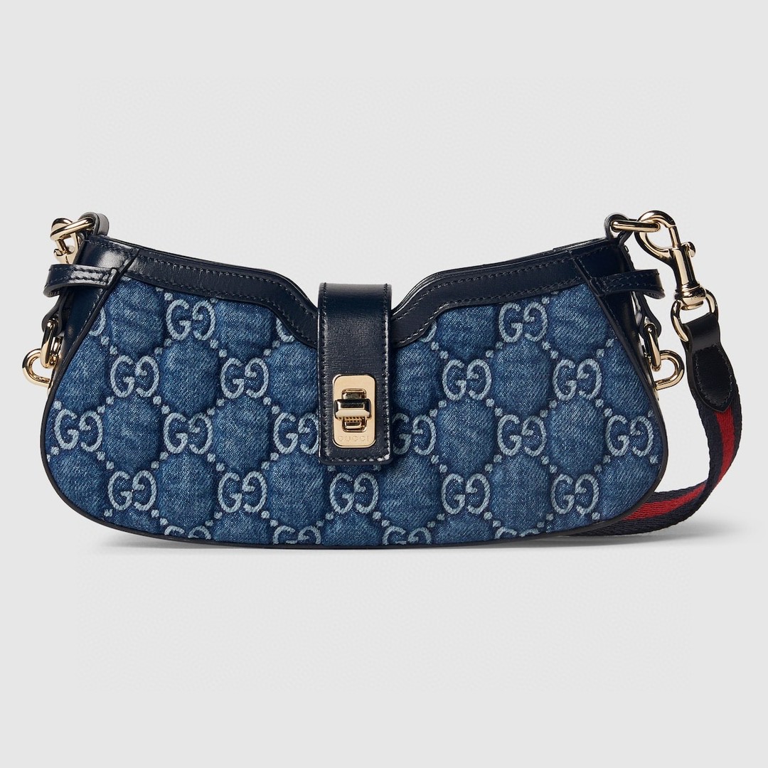 Barato
 Gucci Bolsos cruzados y bandoleras Azul Oro Rojo Algodón bruto azul Colección de verano Mini