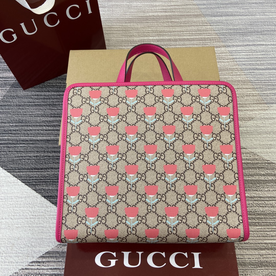 GUCCI 儿童 花朵印花 托特包 GG Supreme帆布