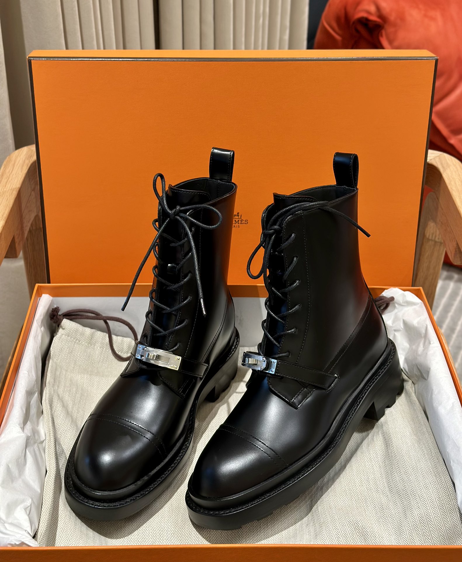 Hermes Kelly Boots Calfskin Cowhide Fashion