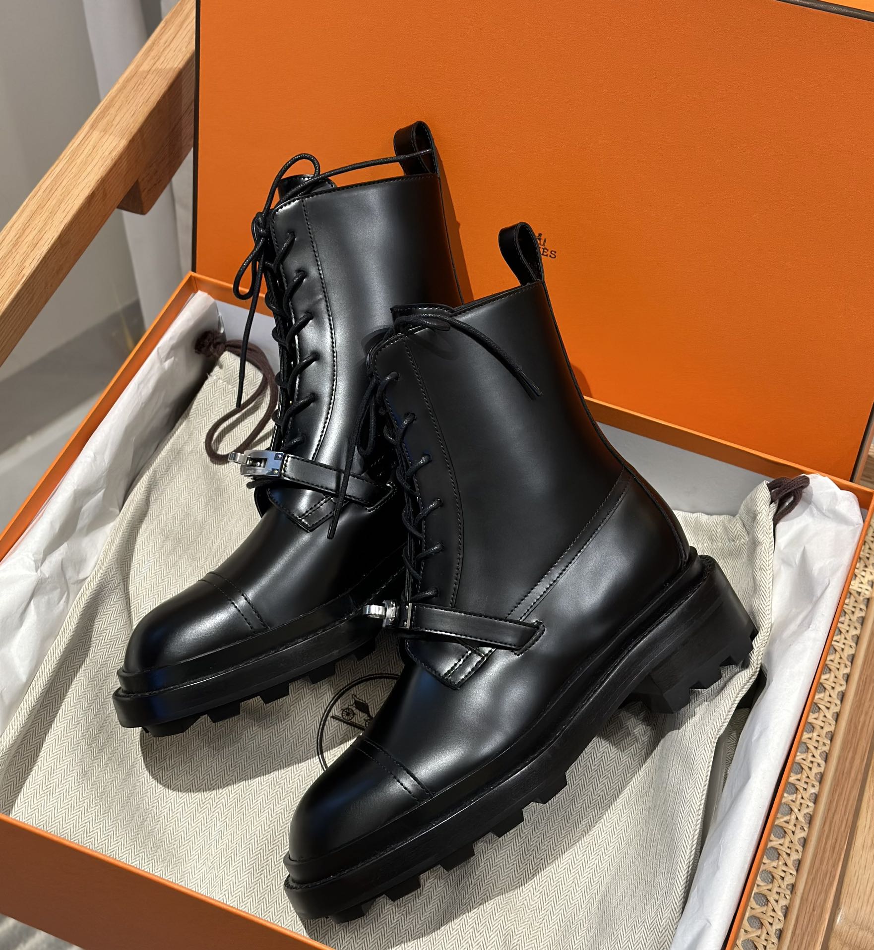 Hermes Kelly Boots Calfskin Cowhide Fashion