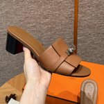Hermes Kelly Shoes Slippers Genuine Leather Spring/Summer Collection