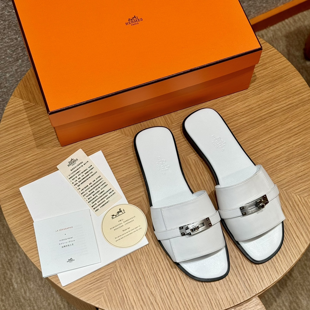 HERMES Giulia 플랫 슬리퍼 원스트랩 슬리퍼 여성용 봄가을용 패션 클래식