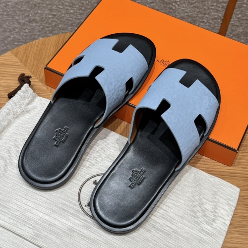 Hermès Men's 182 Candy Blue Epsom Leather Handmade Slippers - Size 39-45 1 Hermès Men's 182 Candy Blue Epsom Leather Handmade Slippers - Size 39-45